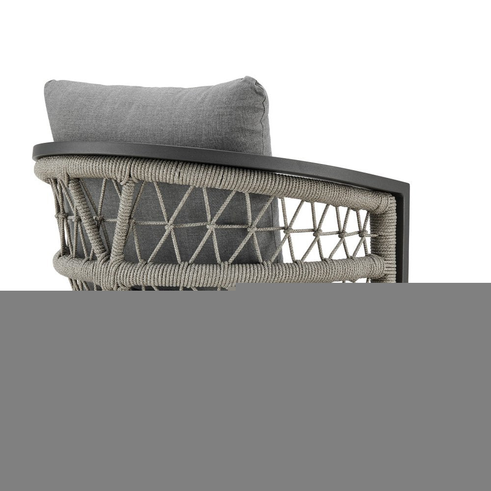 40" Gray Metal Outdoor Bar Height chair with Footrest
