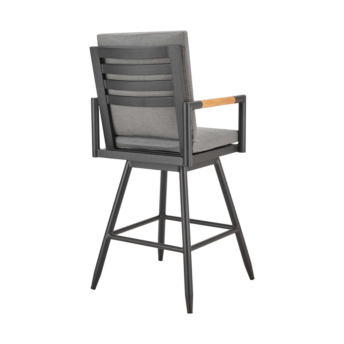 48" Dark Gray Metal Swivel Outdoor Bar Height chair with Footrest