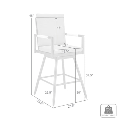 48" Dark Gray Metal Swivel Outdoor Bar Height chair with Footrest