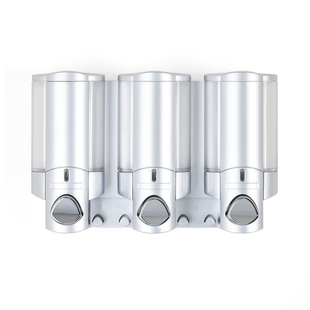 Gray Heavy Duty Plastic Three Chamber Wall Mount Soap Dispenser