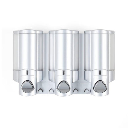 Gray Heavy Duty Plastic Three Chamber Wall Mount Soap Dispenser