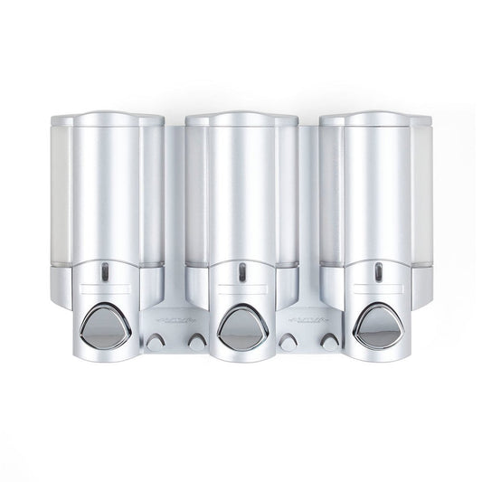 Gray Heavy Duty Plastic Three Chamber Wall Mount Soap Dispenser