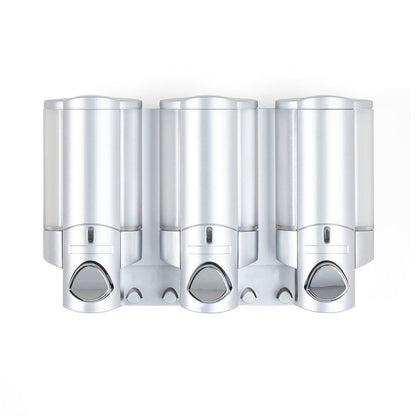 Gray Heavy Duty Plastic Three Chamber Wall Mount Soap Dispenser