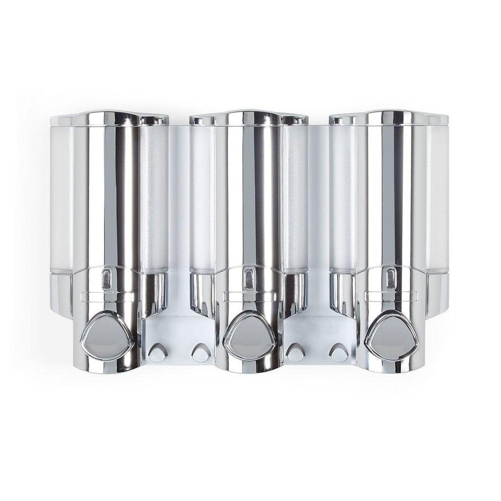 Silver Heavy Duty Plastic Three Chamber Wall Mount Soap Dispenser