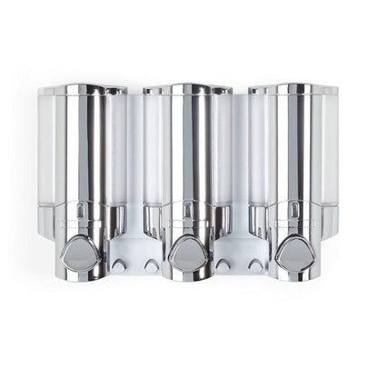 Silver Heavy Duty Plastic Three Chamber Wall Mount Soap Dispenser