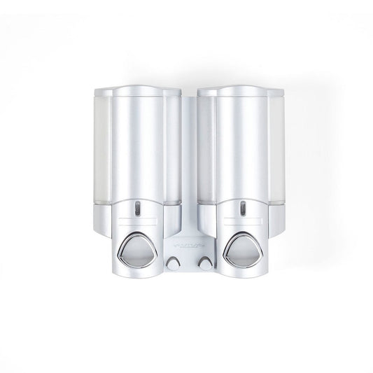 Gray Heavy Duty Plastic Two Chamber Wall Mount Soap Dispenser