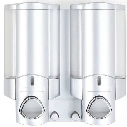 Gray Heavy Duty Plastic Two Chamber Wall Mount Soap Dispenser