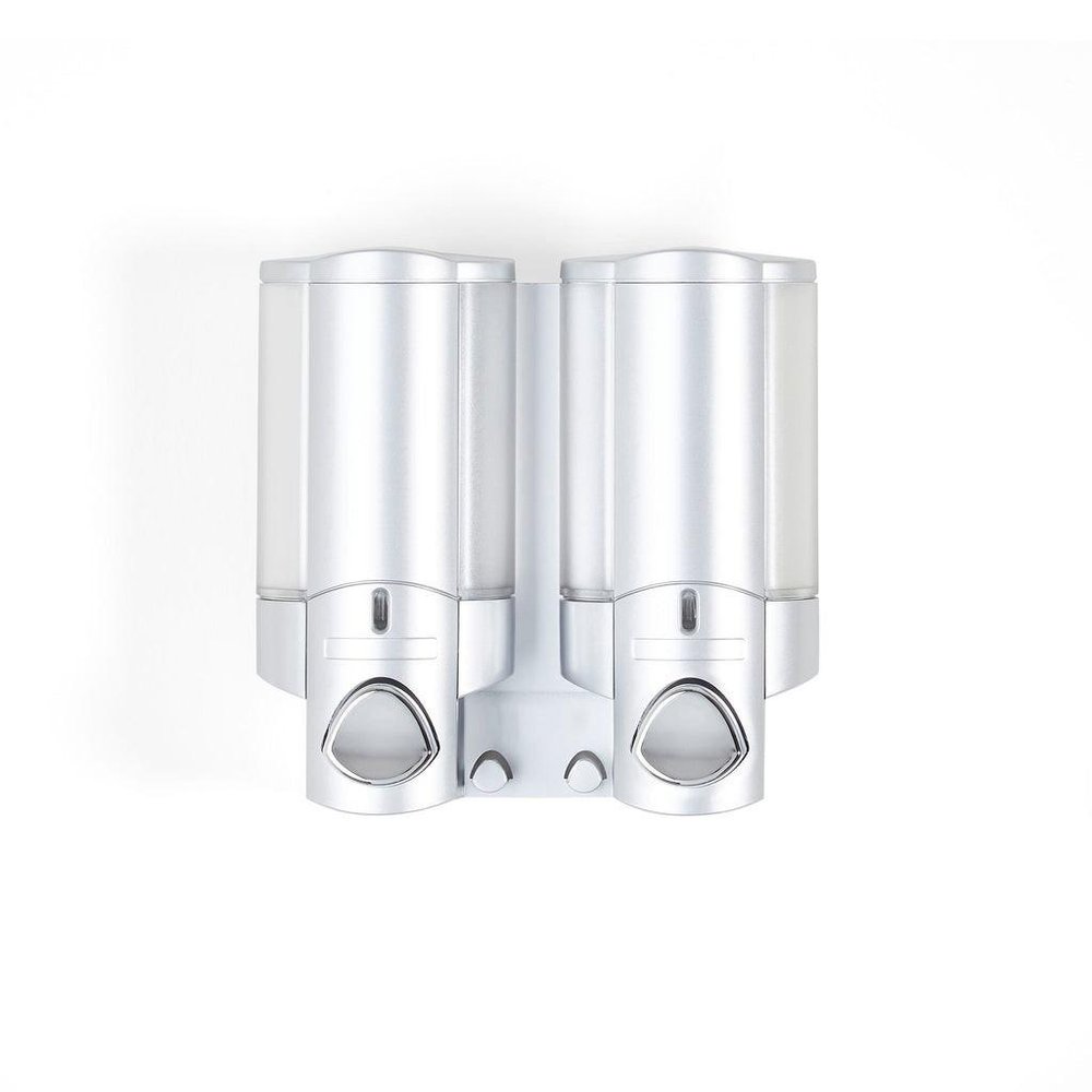 Gray Heavy Duty Plastic Two Chamber Wall Mount Soap Dispenser