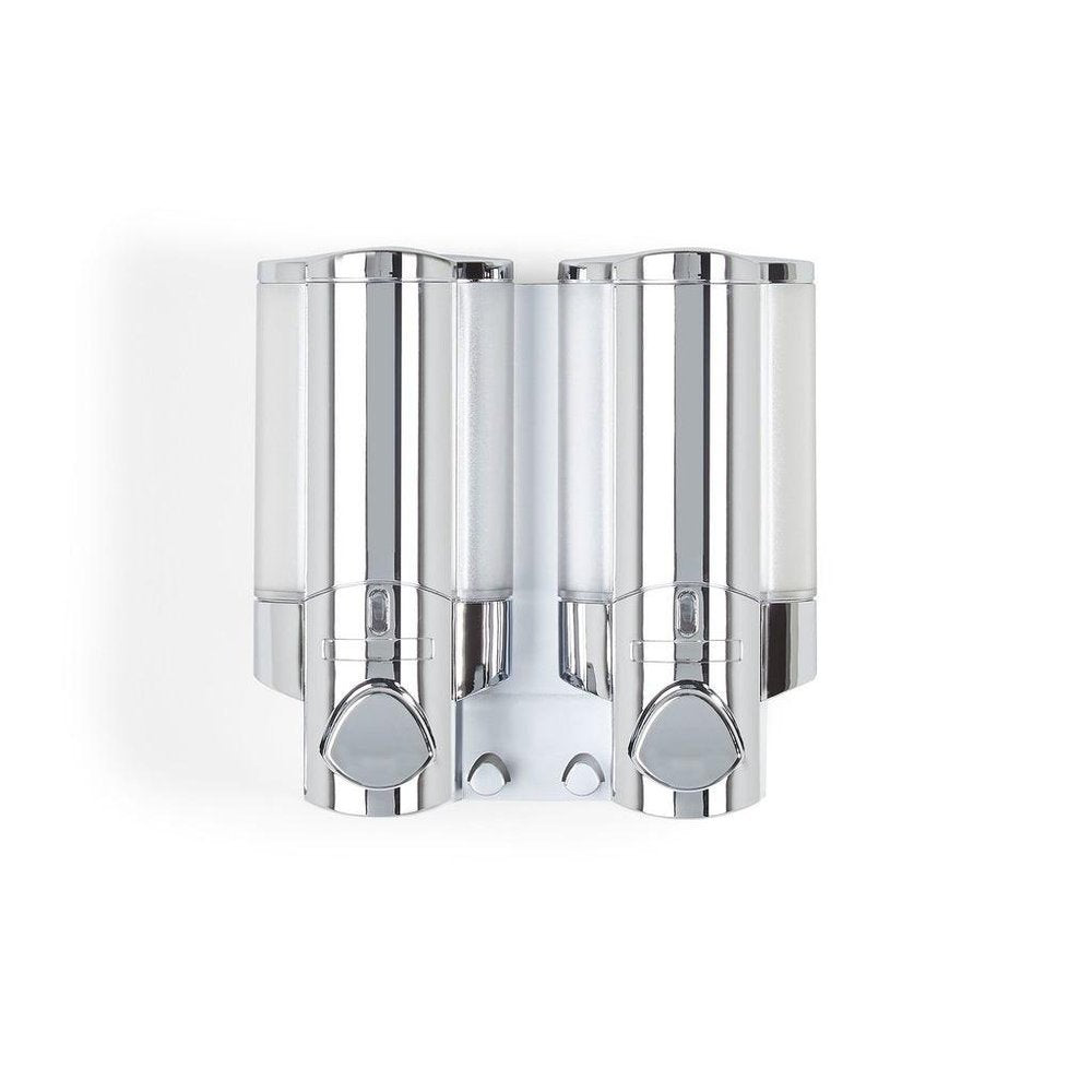 Silver Heavy Duty Plastic Two Chamber Wall Mount Soap Dispenser