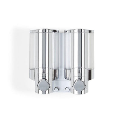 Silver Heavy Duty Plastic Two Chamber Wall Mount Soap Dispenser