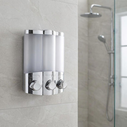 Gray Heavy Duty Plastic Three Chamber Wall Mount Soap Dispenser