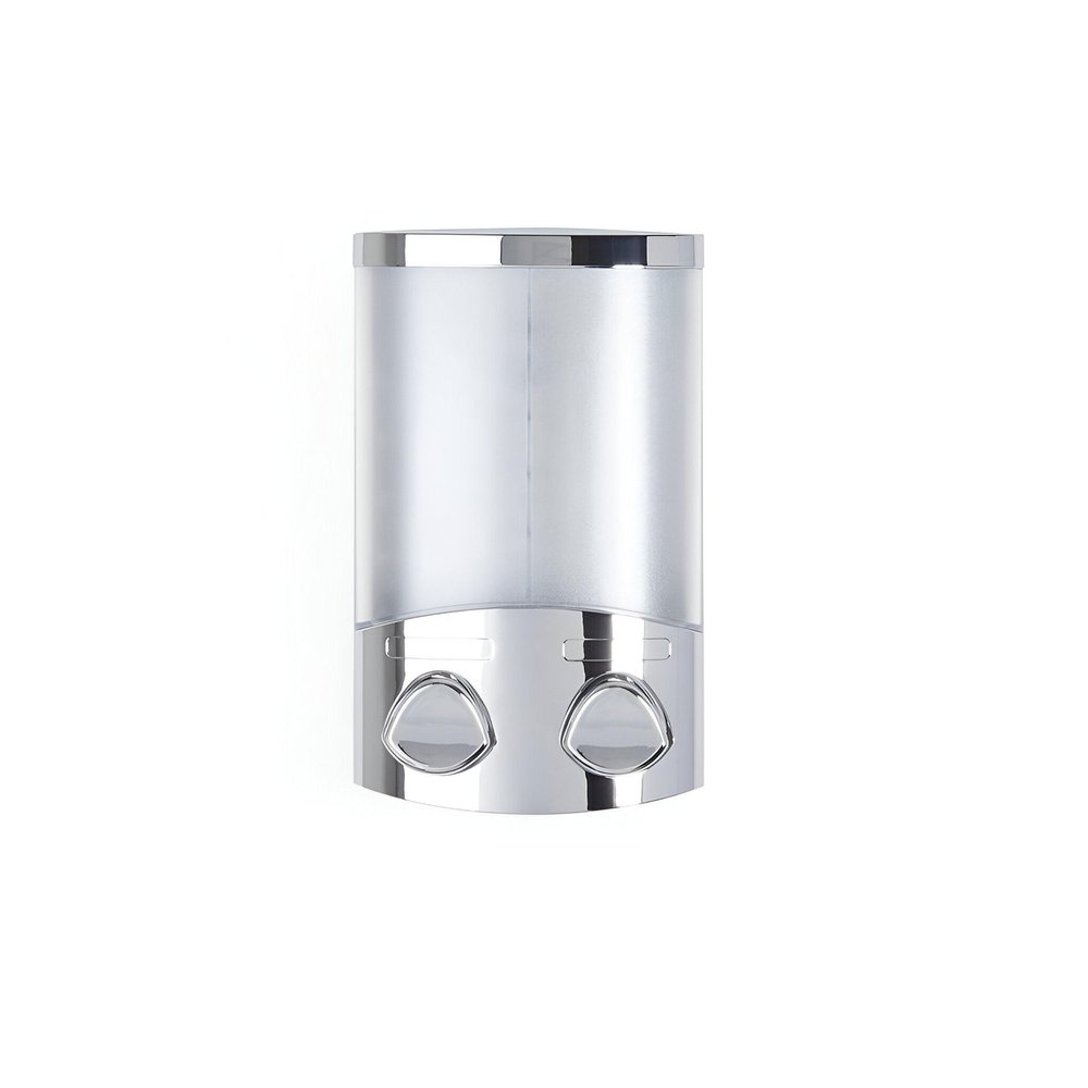 Silver Heavy Duty Plastic Two Chamber Wall Mount Soap Dispenser