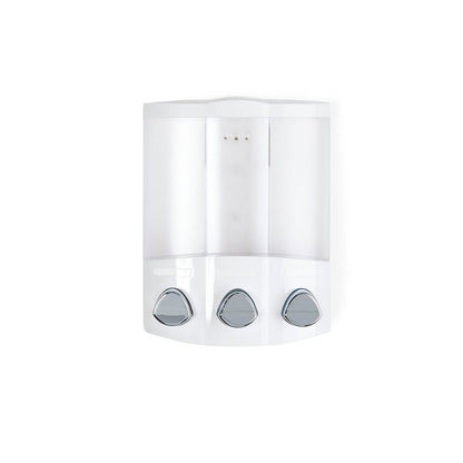 White Heavy Duty Plastic Three Chamber Wall Mount Soap Dispenser