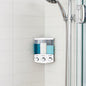 White Heavy Duty Plastic Three Chamber Wall Mount Soap Dispenser