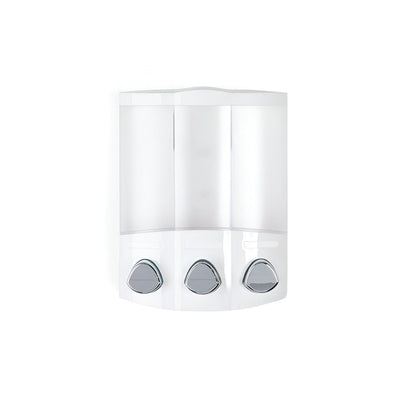 White Heavy Duty Plastic Three Chamber Wall Mount Soap Dispenser