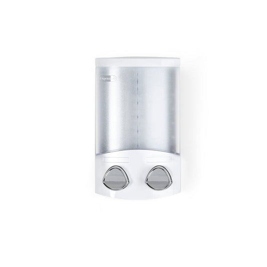 White Heavy Duty Plastic Two Chamber Wall Mount Soap Dispenser