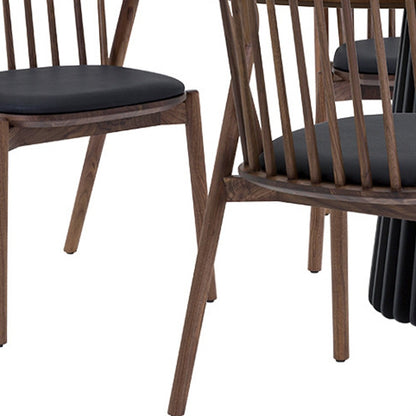 Seven Piece Brown and Black Oval Dining Set with Six Chairs