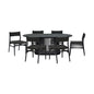 Seven Piece Black Oval Dining Set with Six Chairs