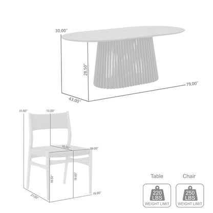 Seven Piece Black Oval Dining Set with Six Chairs