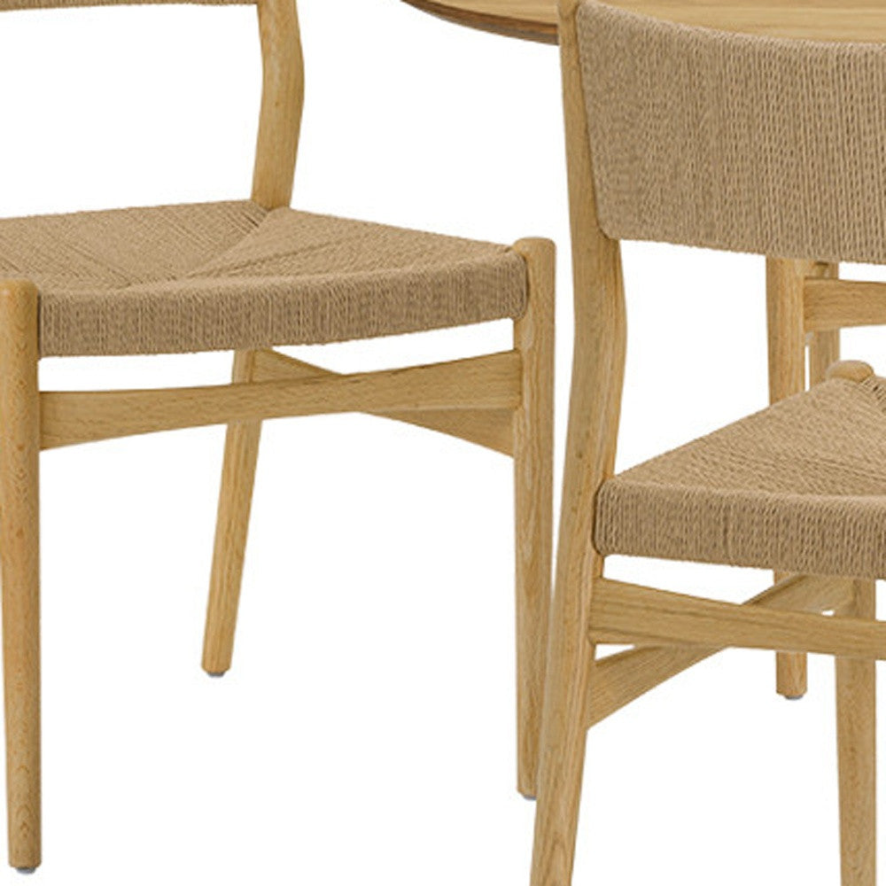 Seven Piece Oak Oval Dining Set with Six Chairs