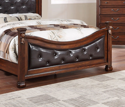 Formal Traditional Dark Cherry California King Bed - Tufted Faux Leather