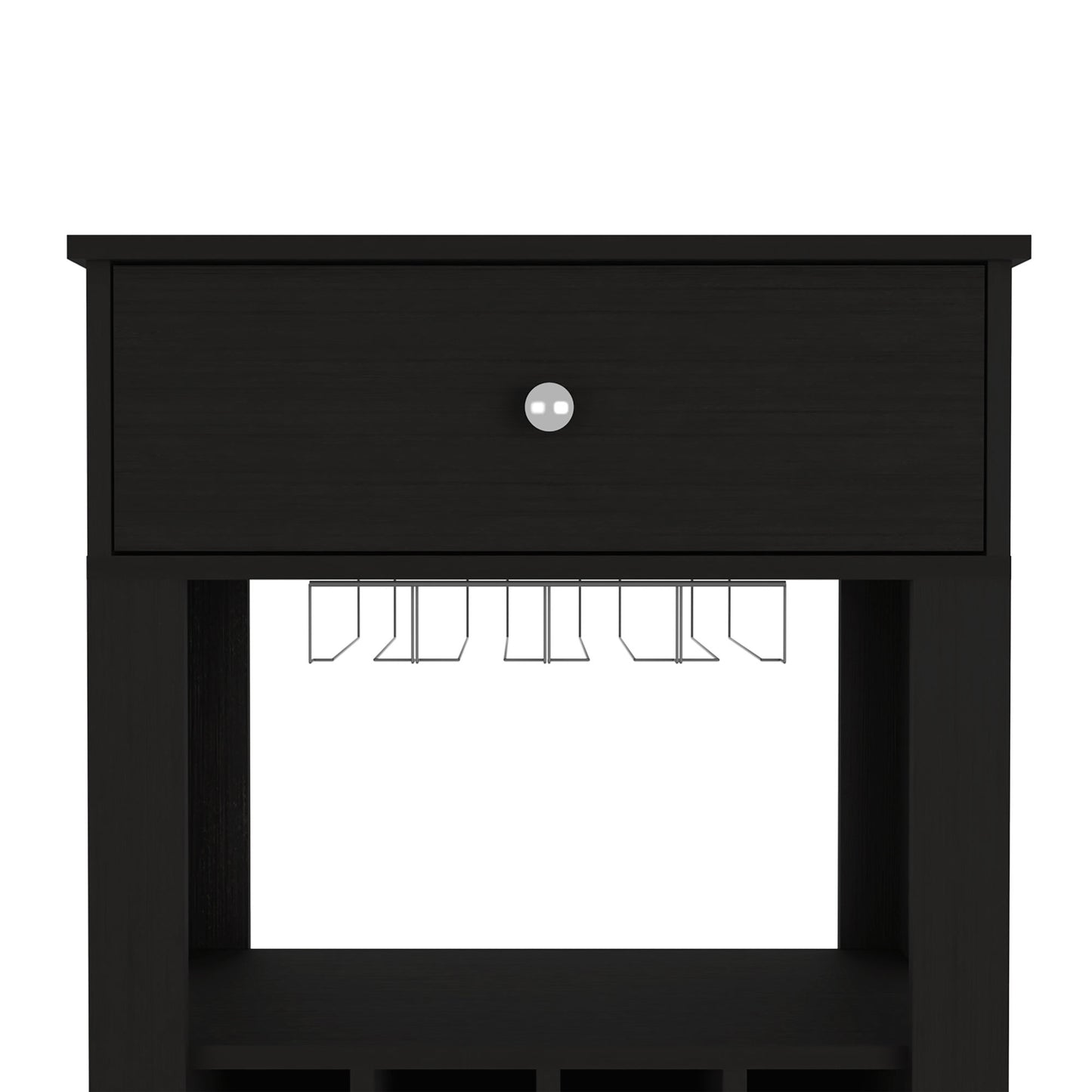 39" H Black Bar-Coffee Cart - Kitchen or Living Room Storage Cabinet