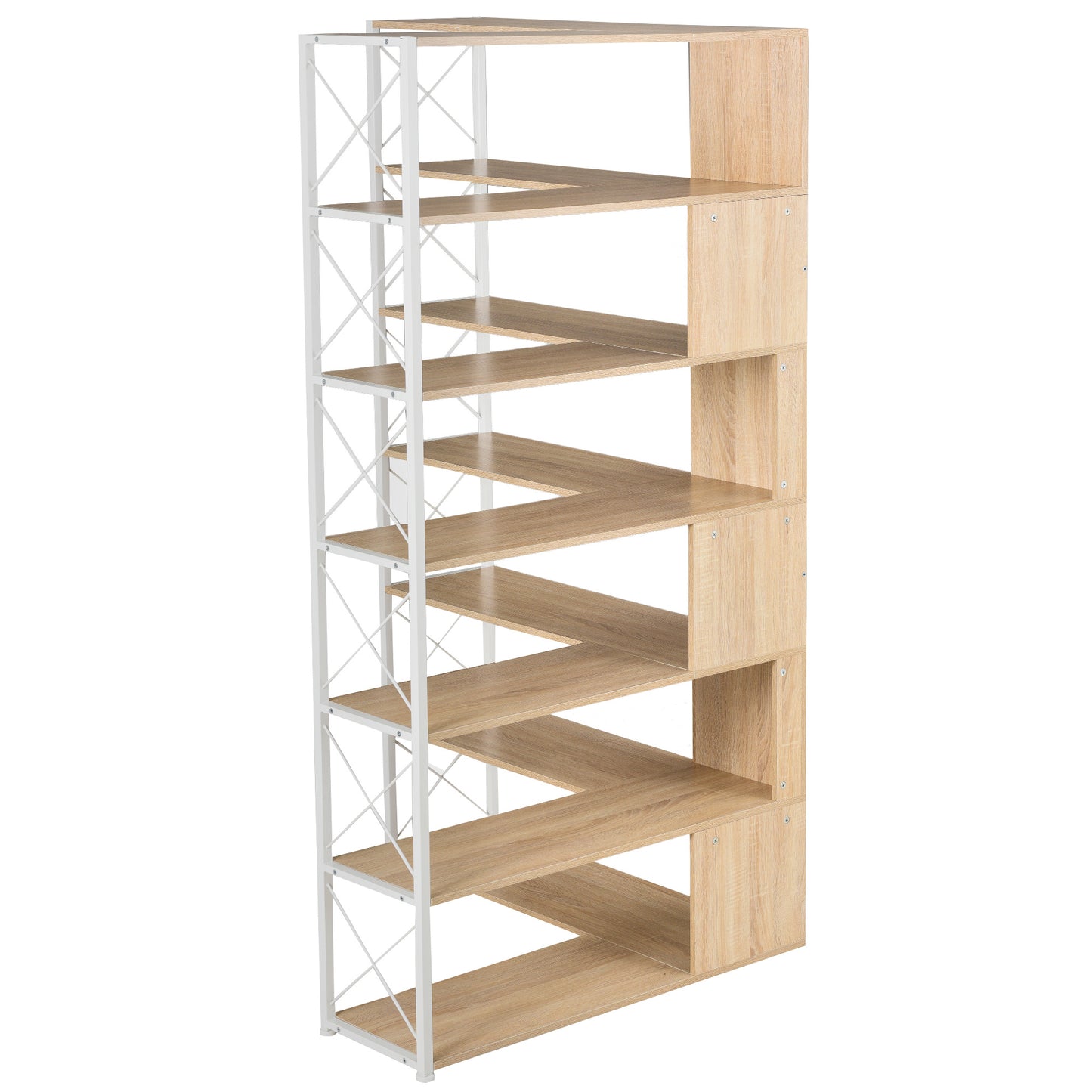 7-Tier L-Shaped Corner Bookcase - Industrial Style Home Office Bookshelf