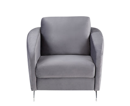 36" Gray Velvet Modern Chic Accent Armchair | Diamond Stitching