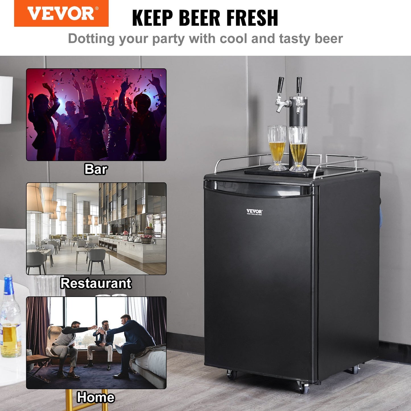 Dual Tap Beer Kegerator - Full Size Draft Beer Dispenser