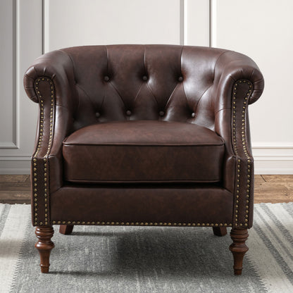 Button Tufted Accent Chair - Classic Barrel Back Design