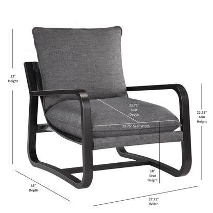 Sling Chair Upholstered in Charcoal Fabric with Metal Frame - Modern Comfort