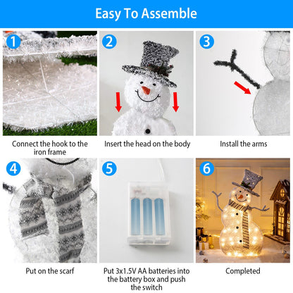 LED Christmas Snowman Decoration Light | Collapsible & Battery Operated