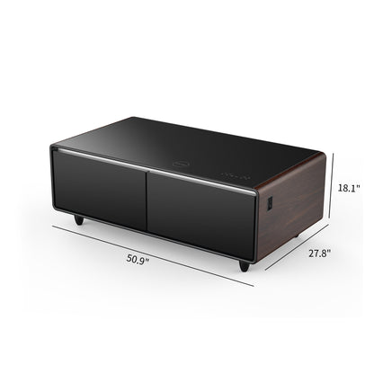 Modern Smart Coffee Table with Built-in Fridge & Bluetooth Speaker