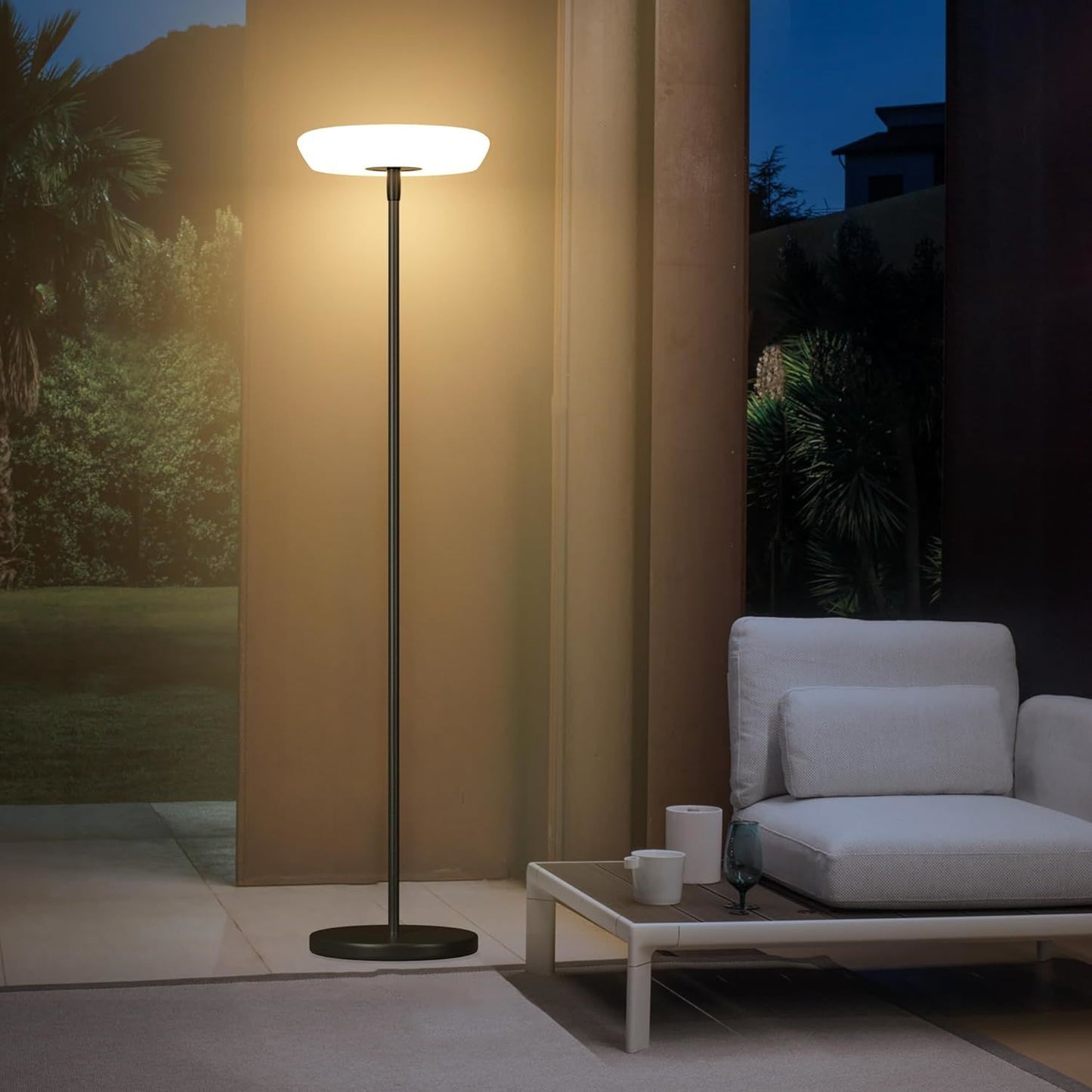 Outdoor Rattan Solar Powered Floor Lamp - IP65 Waterproof LED Light