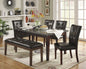 Dark Cherry 7pc Dining Set - Marble Top Table & Faux Leather Chairs