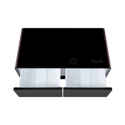 Modern Smart Coffee Table - Built-in Fridge, Bluetooth Speaker, Wireless Charging, Black