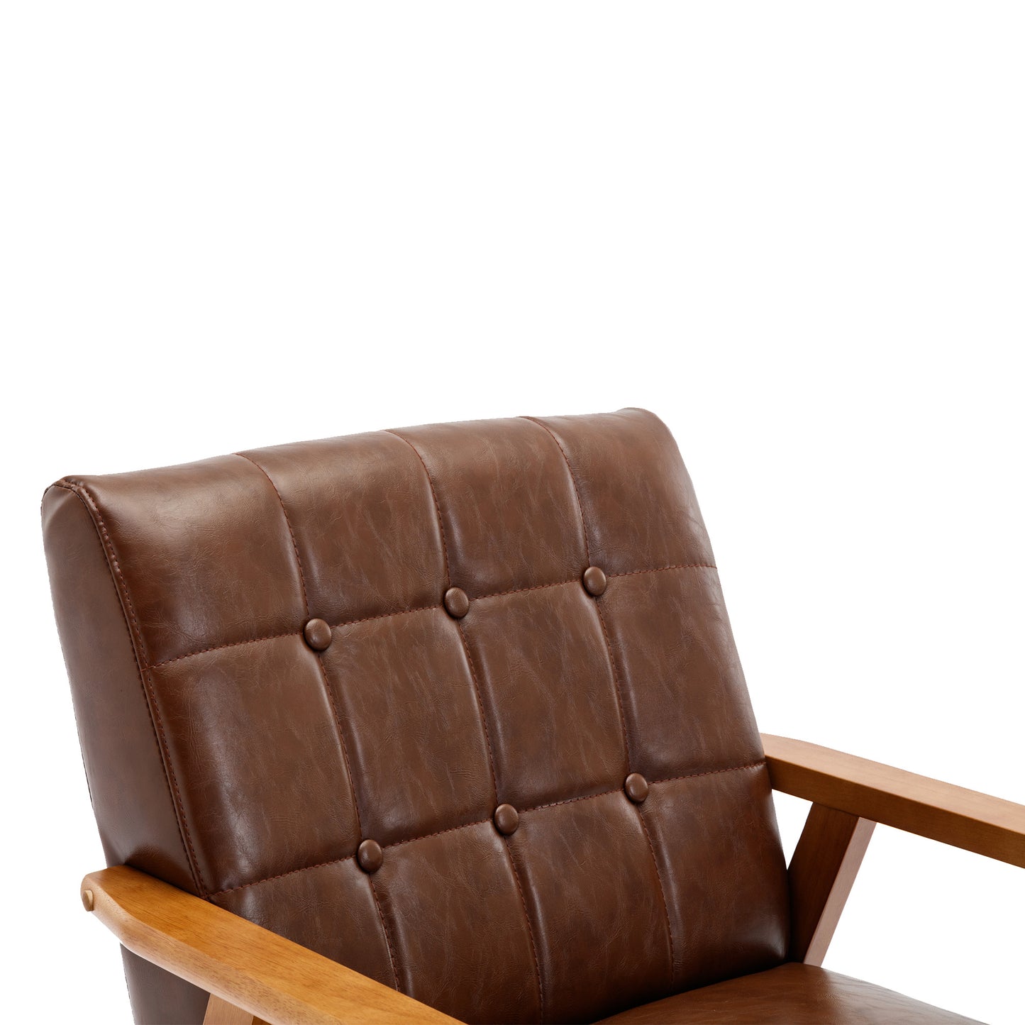 Leisure Chair with Solid Wood Armrest Mid-Century Modern Accent Chair