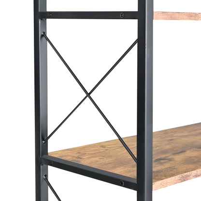 7-Tier L-Shaped Corner Bookcase - Industrial Style Home Office Bookshelf