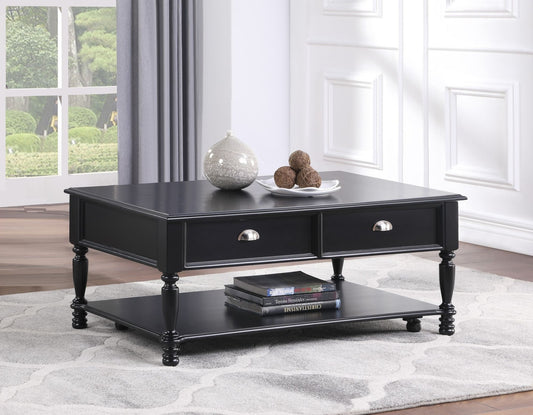 Classic Black Lift Top Cocktail Table with Casters - Traditional Design