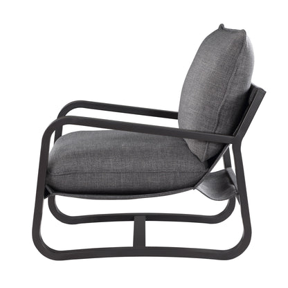 Sling Chair Upholstered in Charcoal Fabric with Metal Frame - Modern Comfort