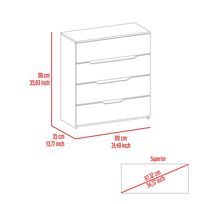 California Drawer Dresser with Four Spacious Drawers and Superior Top | Elegant Storage Solution