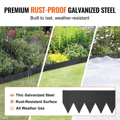 Steel Landscape Edging - 3-Pack Garden Borders, 40" L x 6" H Strips