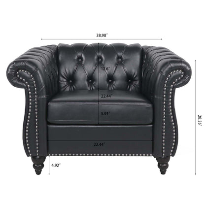 Seater Sofa Accent Chair - Staggered Deep Pull Buckle Design