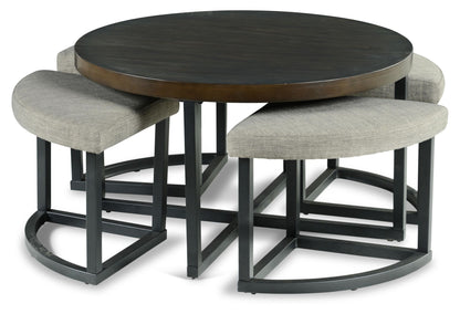 Yukon Coffee Table with Stools - Stylish Brown Multi-Functional Furniture