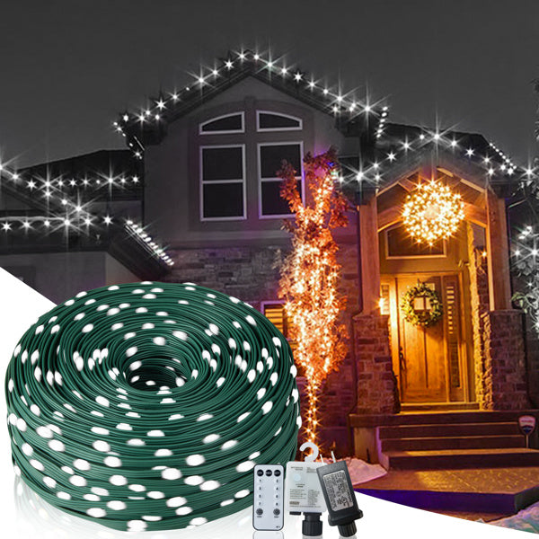 Christmas Rope Lights, 1000 LED/328Ft Outdoor Decorative String Strobe - 8 Modes with Remote Control, Dimmable, Energy Saving