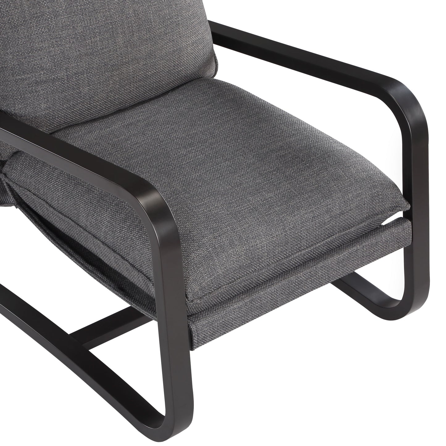 Sling Chair Upholstered in Charcoal Fabric with Metal Frame - Modern Comfort