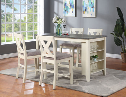 Modern Contemporary 5pc Counter Height Dining Table Set with Storage