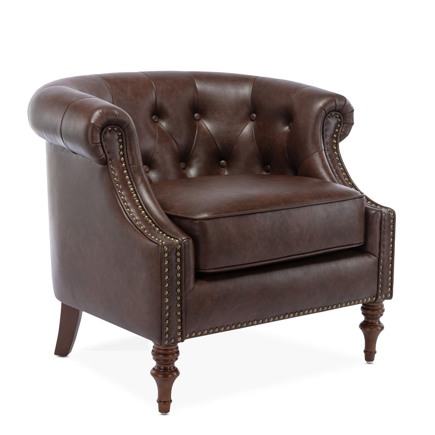 Button Tufted Accent Chair - Classic Barrel Back Design