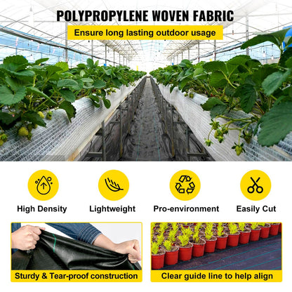 Premium Weed Barrier Fabric 6FT x 300FT - Heavy Duty 2.4OZ Woven Control