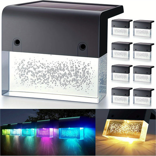 LED Solar Wall Lights - Color Changing Step Lights with Crystal Bubbles